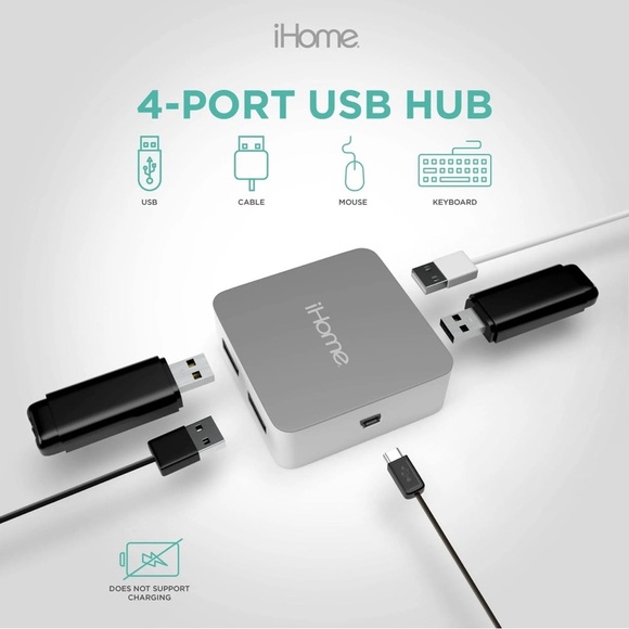 FREE 🆕iHome 4-Port USB 2.0 Hub for Mac - Picture 2 of 16
